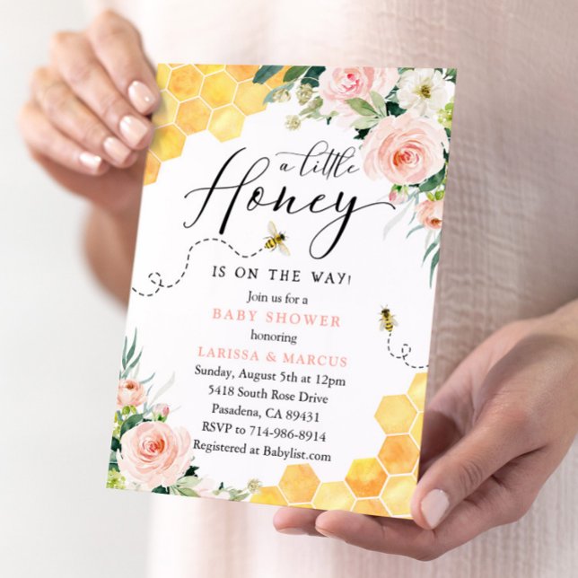 Invitación Pink Floral Honey Bee Baby Shower (Subido por el creador)