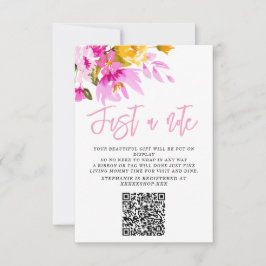 Invitación Pink Floral Just a Note Baby Shower Card