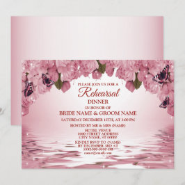 Invitación Pink Floral Nature Wedding Rehearsal Dinner Party