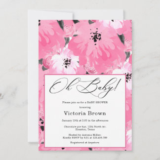 Invitación Pink Floral Oh Baby Shower Invitation