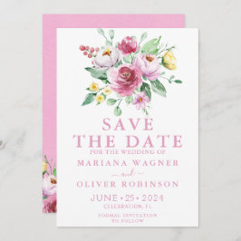 Invitación Pink Floral Save the Date