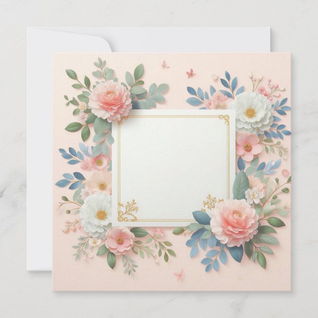 Invitación Pink Floral Save the Date (Anverso)