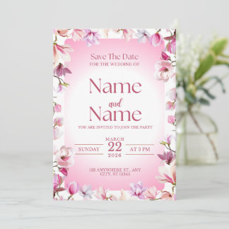 Invitación Pink floral save the date wedding invitation 