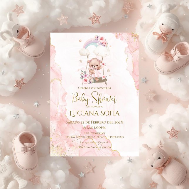Invitación Pink floral Spanish Baby Shower Girl invitation (Subido por el creador)