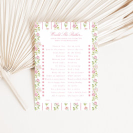 Invitación Pink Floral Striped Would she rather Game Card