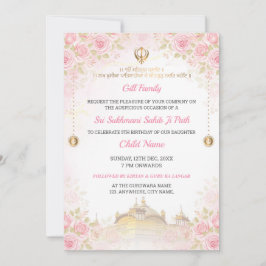 Invitación Pink Floral Sukhmani Sahib Path Invitation