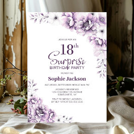 Invitación Pink Floral Surprise 18th Birthday Party