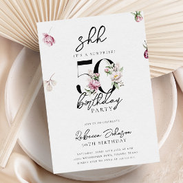 Invitación Pink Floral Surprise Fiesta 50 de Cumpleaños