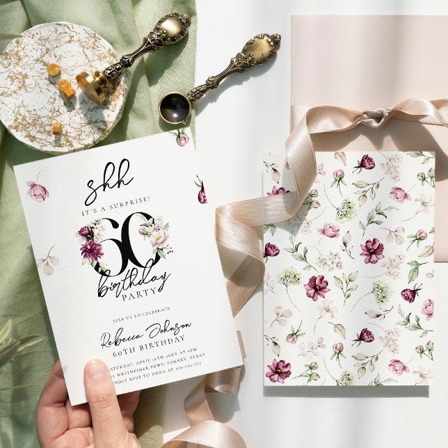 Invitación Pink Floral Surprise Fiesta de cumpleaños número 6 (Subido por el creador)