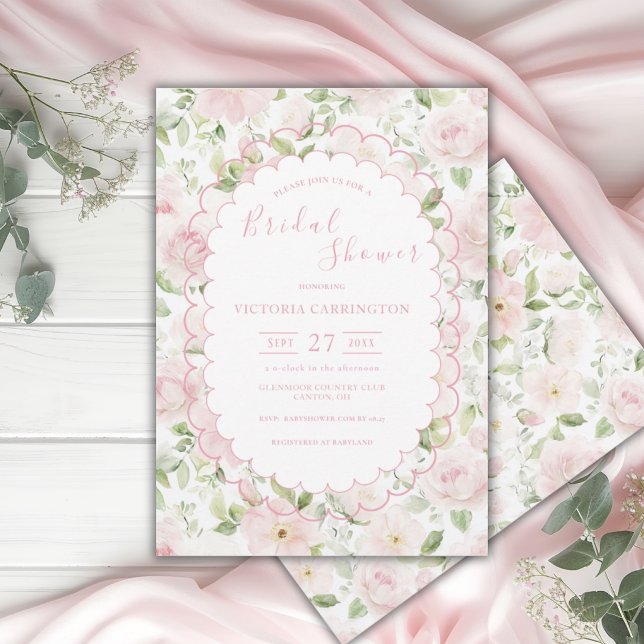 Invitación Pink Floral Vintage Bridal Shower  (Subido por el creador)