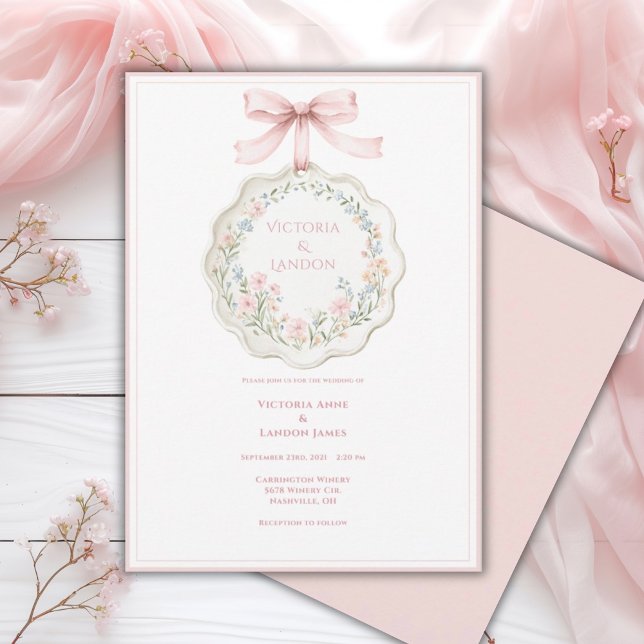 Invitación Pink Floral Vintage Elegant Wedding  (Subido por el creador)