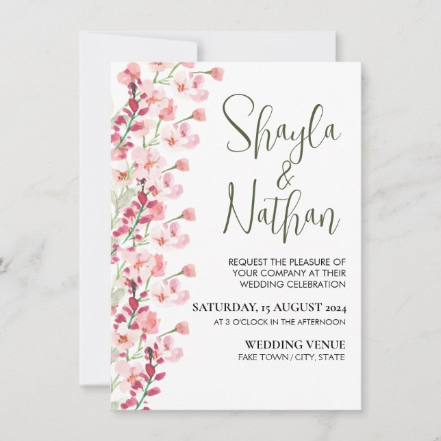 Invitación Pink Floral Wedding & Birthday Invitation (Anverso)