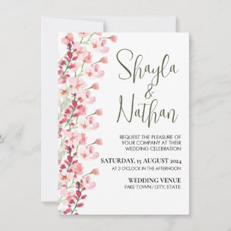 Invitación Pink Floral Wedding & Birthday Invitation