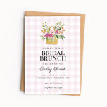 Invitación Pink Flower Basket Bridal Shower Brunch<br><div class="desc">Celebrate the bride-to-be with this charming Pink Flower Basket Bridal Shower Brunch Invitation, featuring a sweet painted basket filled with soft florals on a pale pink gingham background. The delicate artwork and cozy cottage-inspired style make it perfect for garden parties, spring showers, and elegant brunch gatherings. Available as an instant...</div>