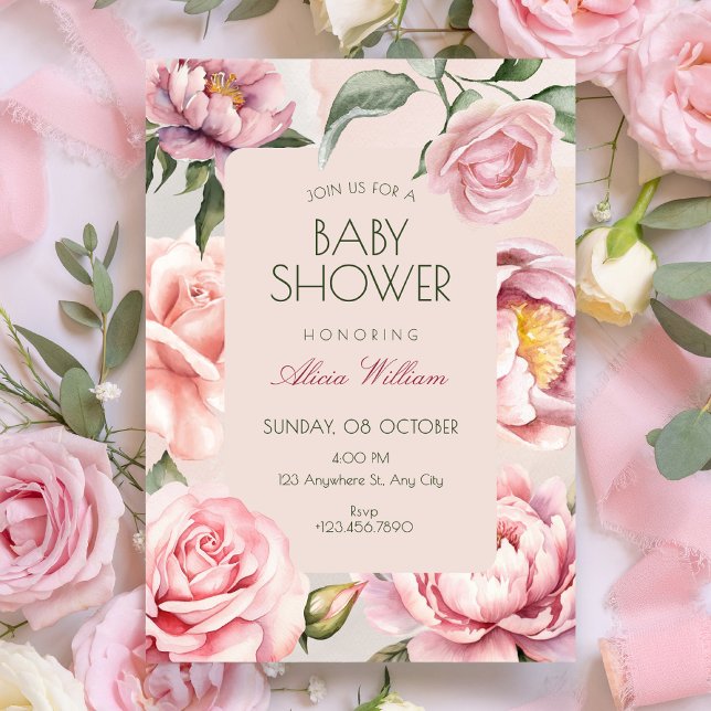 Invitación Pink flower bloom baby shower (Subido por el creador)