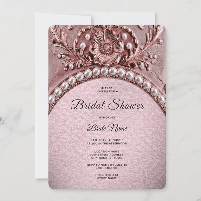 Invitación Pink Flower Bridal Shower (Anverso)