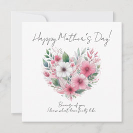 Invitación Pink Flower Heart Happy Mother’s Day