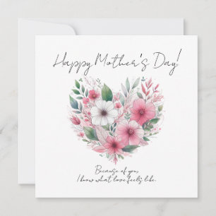 Invitación Pink Flower Heart Happy Mother’s Day