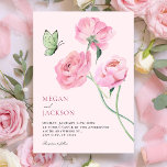 Invitación Pink flower minimalist wedding<br><div class="desc">Pink flower minimalist</div>