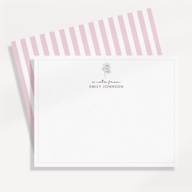 Invitación Pink flower & Stripes a Note From Flat Note Card (Subido por el creador)