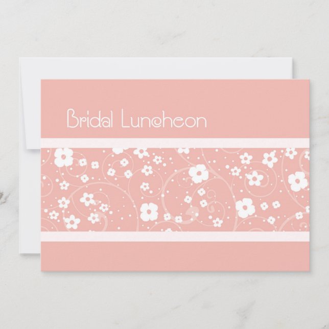 Invitación Pink Flowers Bridal Luncheon Invitation Cards (Anverso)