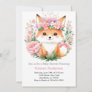 Invitación Pink Fox Whimsical Meadow Forest Chica Baby Shower