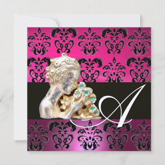 INVITACIÓN PINK, FUCHSIA, NEGRO, PURPLE, DAMASK JEWEL MONOGRA (Anverso)