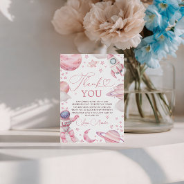 Invitación Pink Galaxy Space Thank You Card