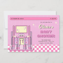 Invitación Pink Game Player Arcade Danza Machine baby ducha