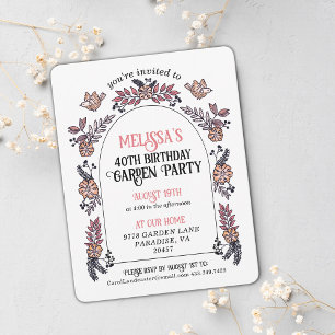 Invitación Pink Garden Fiesta 40 años