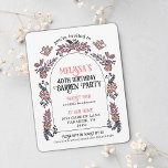 Invitación Pink Garden Fiesta 40 años<br><div class="desc">¡Celebren un hito tan valioso como los años que pasan pidiendo a amigos y familia que se unan y celebren! Esta invitación a la fiesta de cumpleaños número 40 está ilustrada con pájaros dibujados a mano y un arco de flores de color rosa. Personalice esta encantadora invitación para anunciar la...</div>