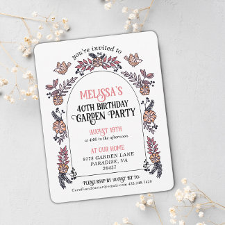 Invitación Pink Garden Fiesta 40 años