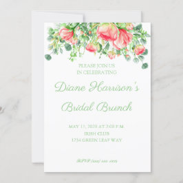 Invitación Pink Garden Watercolor Rosa Bouquet Briquet Ducha 