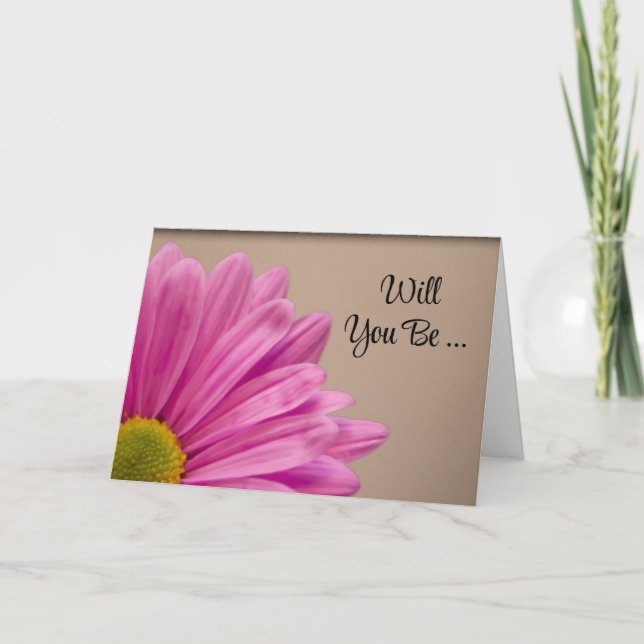 Invitación Pink Gerber Daisy Serás Mi Novia (Anverso)