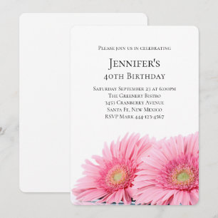 Invitación Pink Gerbera Daisies Elegante Foto Cumpleaños