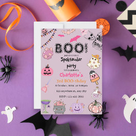 Invitación Pink Ghost Halloween Spooky Birthday Party