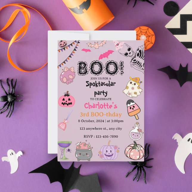 Invitación Pink Ghost Halloween Spooky Birthday Party (Subido por el creador)