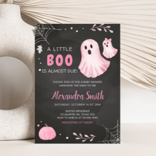 Invitación Pink Ghost Little Boo Baby Shower