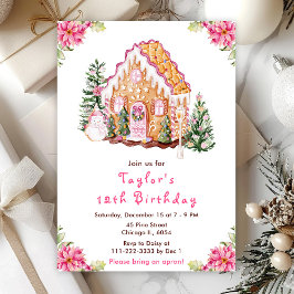 Invitación Pink Gingerbread House Birday Party