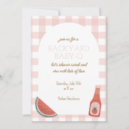 Invitación Pink Gingham Baby-Q Baby Shower Invitation