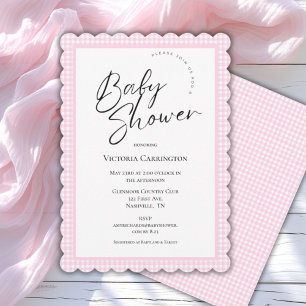 Invitación Pink Gingham Baby Shower