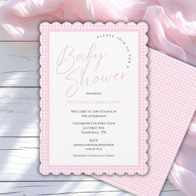 Invitación Pink Gingham Baby Shower (Subido por el creador)