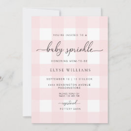Invitación Pink Gingham Baby Sprinkle
