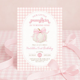 Invitación Pink Gingham Little Pumpkin Chica Partido de Cumpl