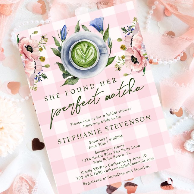 Invitación Pink Gingham Perfect Matcha Ducha De Novias (Subido por el creador)