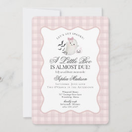 Invitación Pink Gingham Preppy Ghost Little Boo Baby Shower