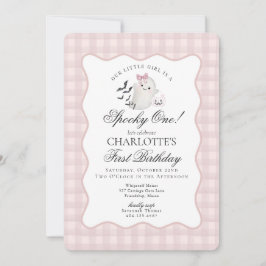 Invitación Pink Gingham Preppy Ghost Spooky One First Birthda