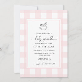 Invitación Pink Gingham Rocse Baby Sprinkle