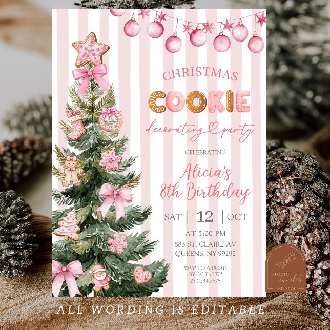 Invitación Pink Girl Cookie Decorating Party Birthday (Subido por el creador)