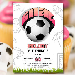 Invitación Pink Girl Soccer Ball Birthday Party Invitation